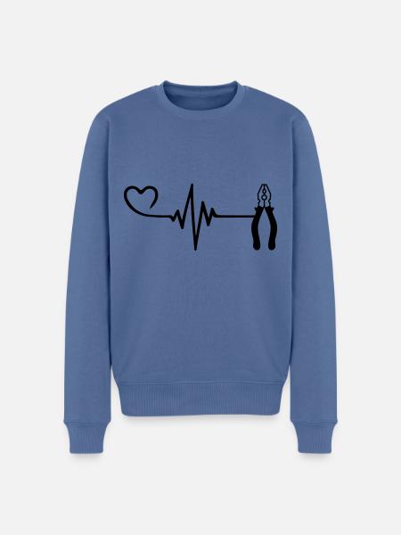 Pliers Pulse Heart Love - Men's Premium Organic Jumper - stone blue