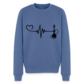 Bong Pulse Heart Love - Men's Premium Organic Jumper - stone blue - Front - Nico (187cm)