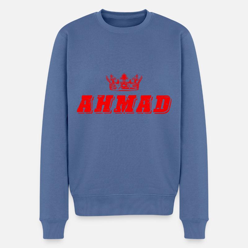 Ahmad - Männer Premium Bio Pullover - Taubenblau