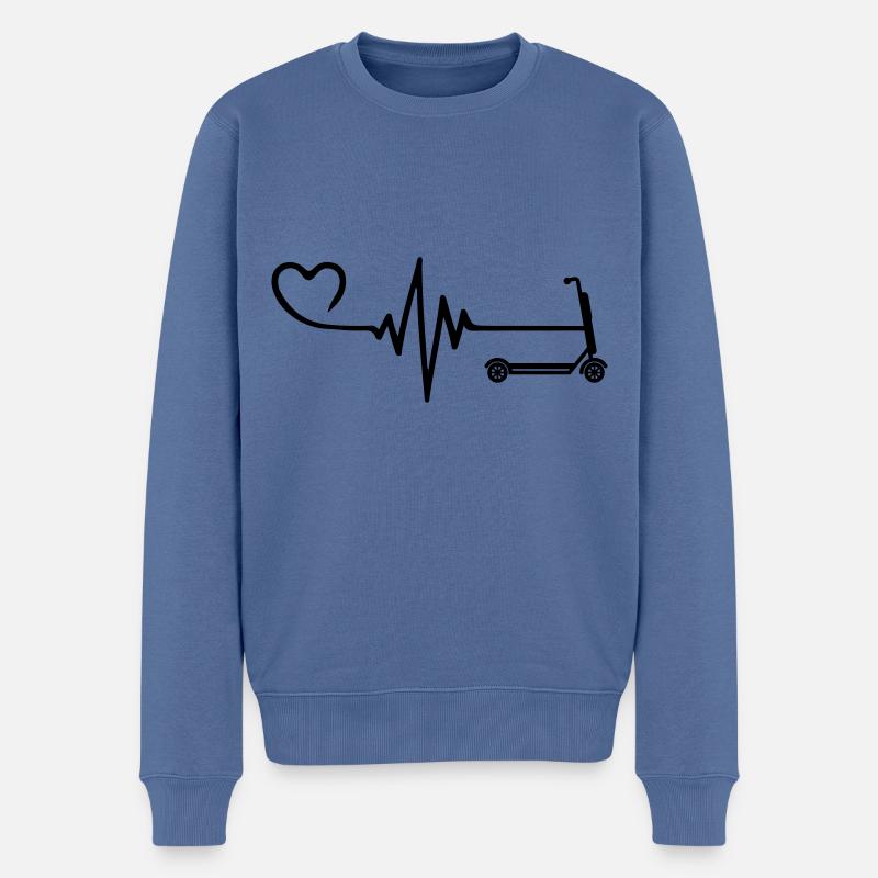 E-scooter pulse coeur amour - Pull Premium bio Homme - bleu pigeon
