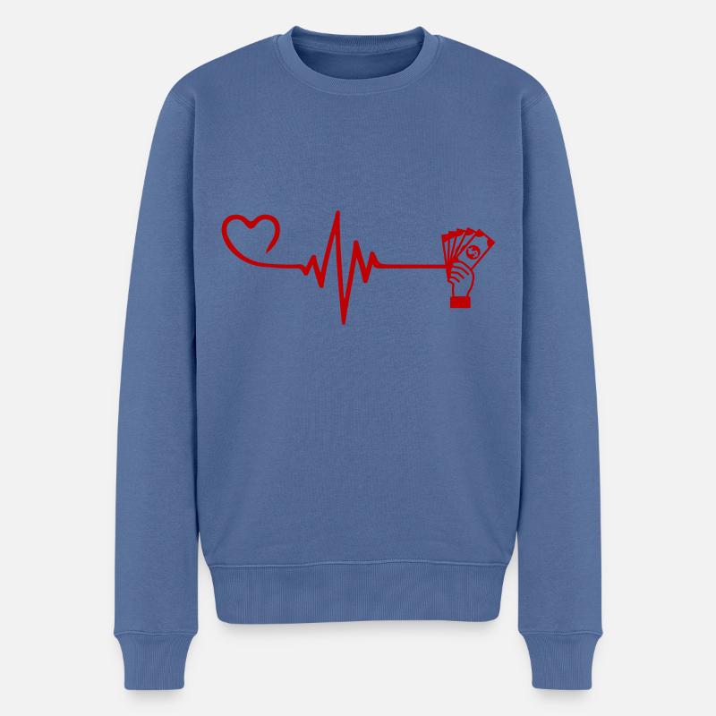 Geld Puls Herz - Männer Premium Bio Pullover - Taubenblau