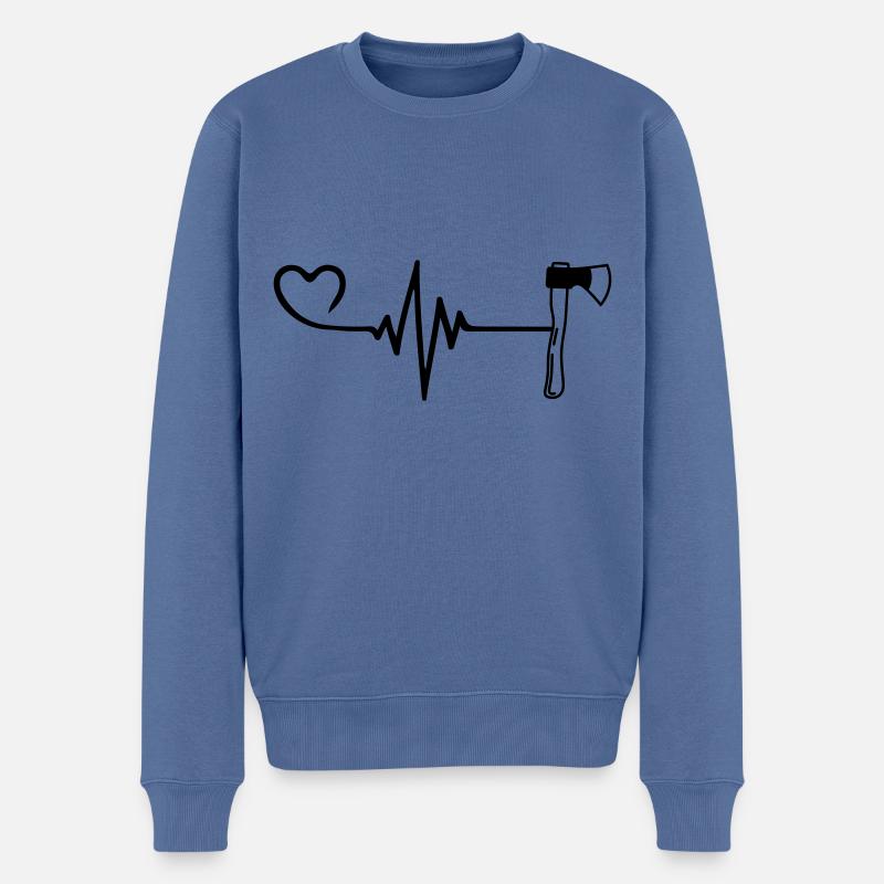 Axe Pulse Heart Love - Pull Premium bio Homme - bleu pigeon