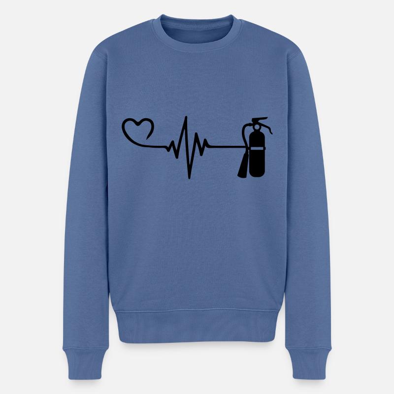 Feuerlöscher Puls Herz Liebe - Männer Premium Bio Pullover - Taubenblau