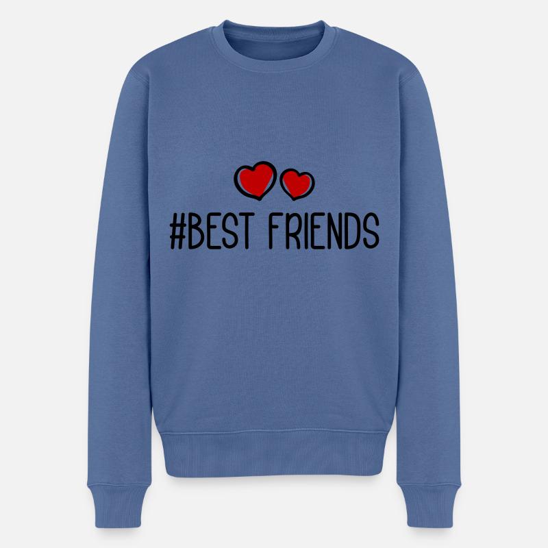 Beste Freunde Herzen Liebe - Männer Premium Bio Pullover - Taubenblau