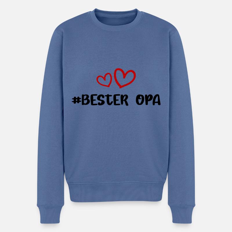 Bester Opa Herz Liebe - Männer Premium Bio Pullover - Taubenblau
