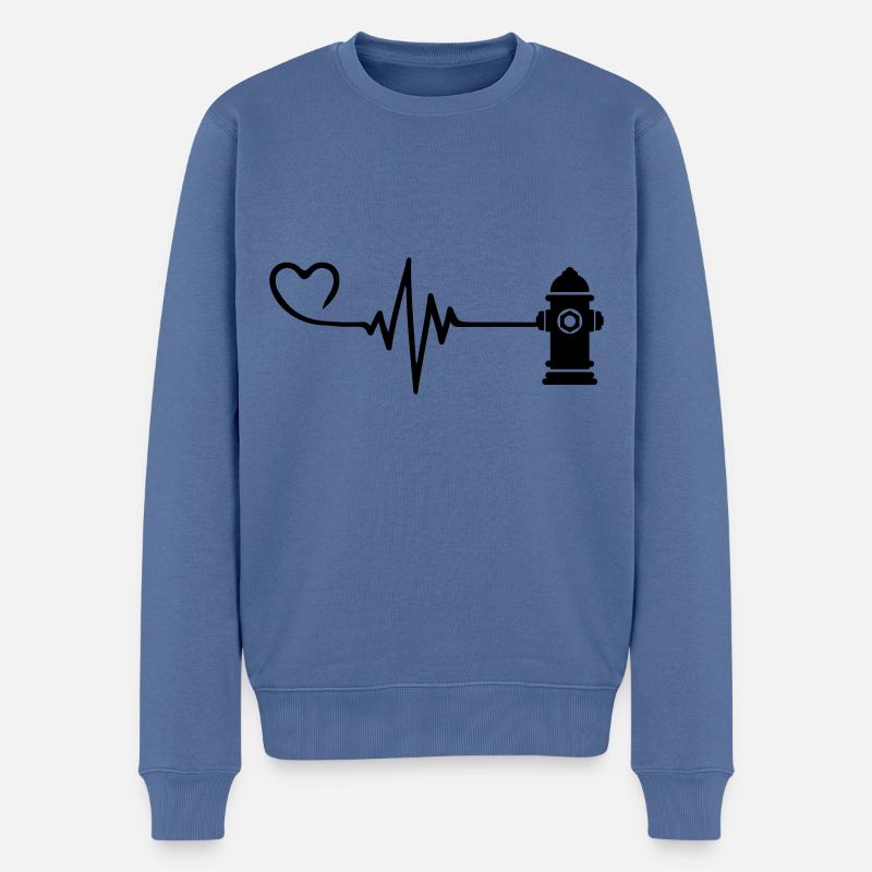 Hydrant Puls Herz Liebe - Männer Premium Bio Pullover - Taubenblau