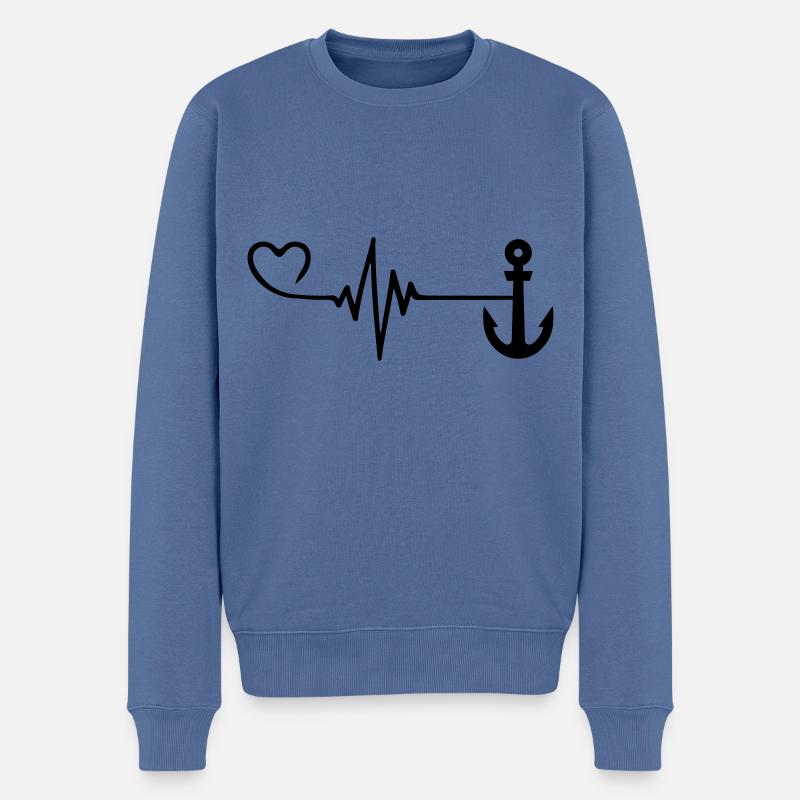 Cœur d’ancrage Pulse - Pull Premium bio Homme - bleu pigeon