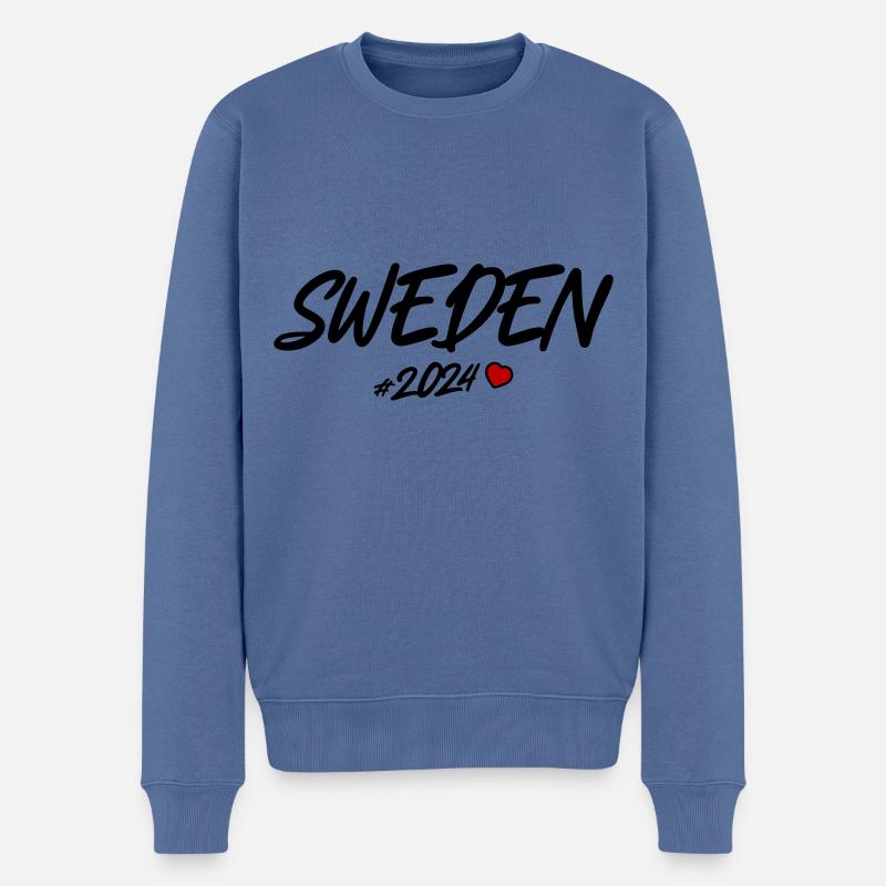 Schweden 2024 Herz - Männer Premium Bio Pullover - Taubenblau