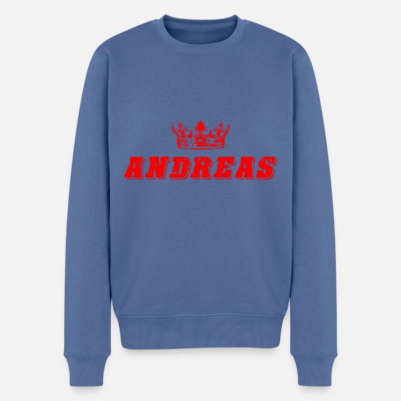 Andreas - Männer Premium Bio Pullover - Taubenblau