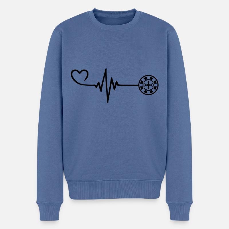 Roulette Puls Herz - Männer Premium Bio Pullover - Taubenblau