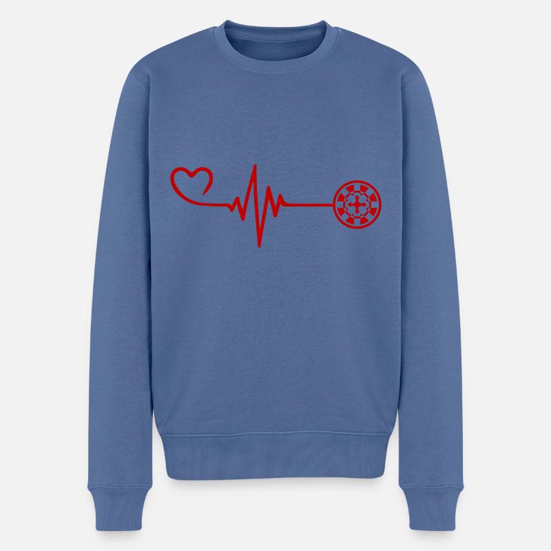 Roulette Puls Herz - Männer Premium Bio Pullover - Taubenblau