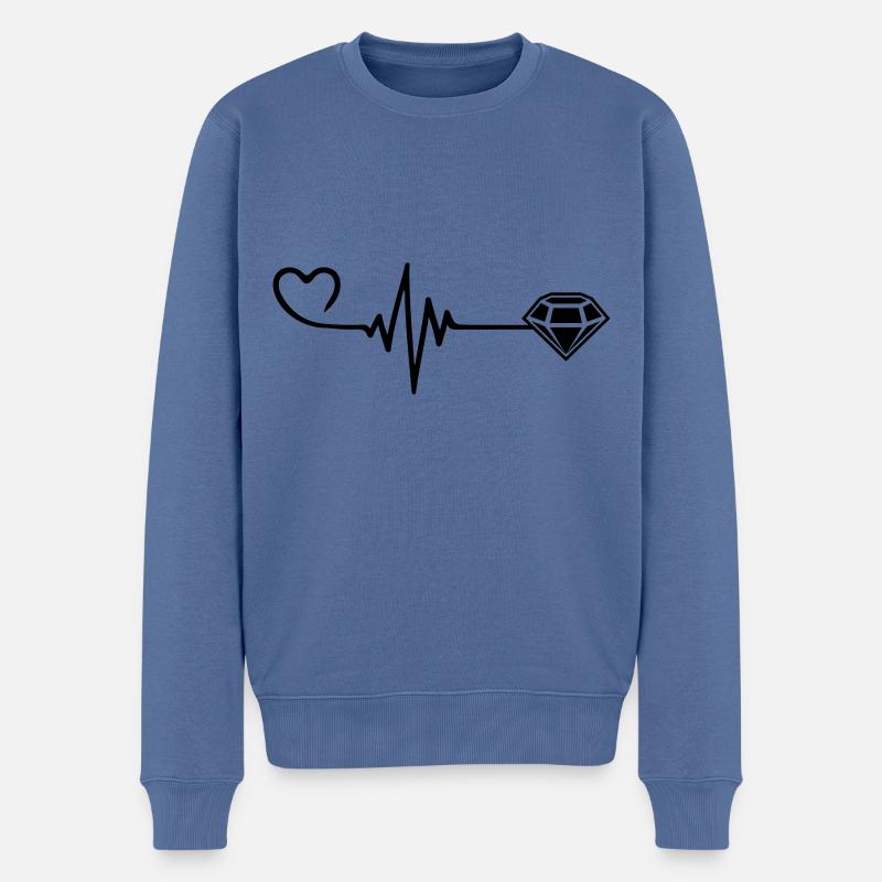 Diamond Pulse Heart Love - Pull Premium bio Homme - bleu pigeon