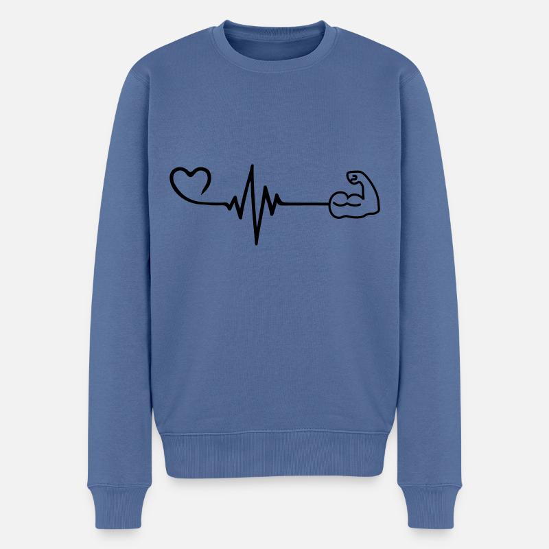 Muscle haltère cardiaque - Pull Premium bio Homme - bleu pigeon