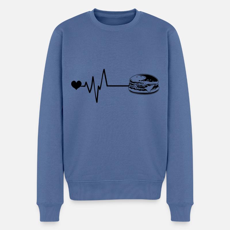 Burger Pulse Coeur Amour - Pull Premium bio Homme - bleu pigeon