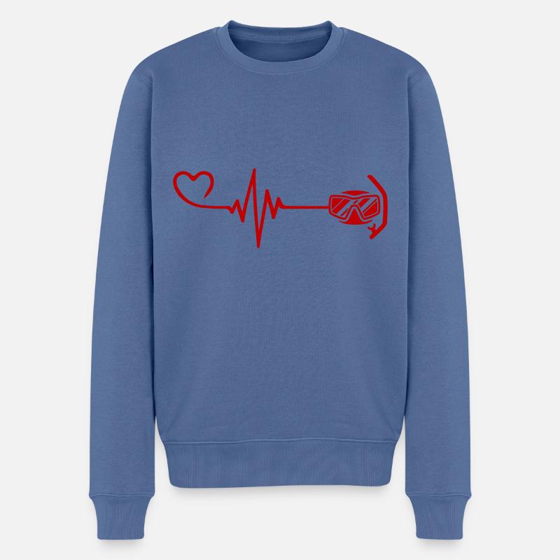Taucherbrille puls herz - Männer Premium Bio Pullover - Taubenblau