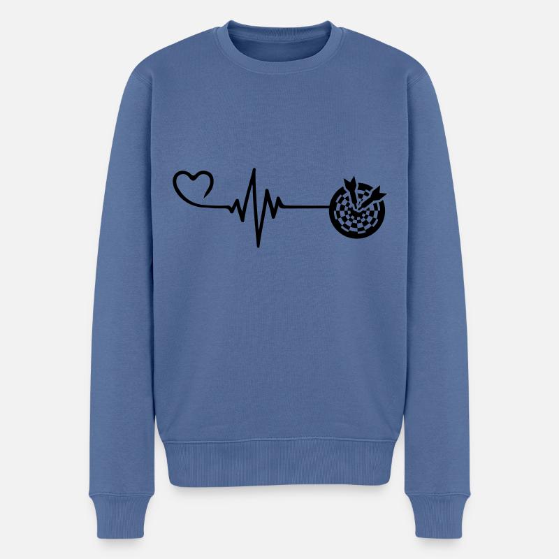 Darts Symbol Herz Puls Herzschlag - Männer Premium Bio Pullover - Taubenblau
