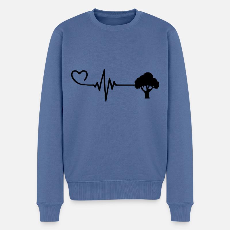 Tree Pulse Heart Love - Pull Premium bio Homme - bleu pigeon