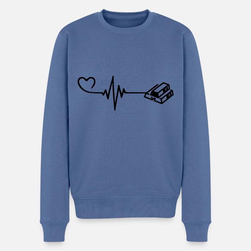 Gold Puls Herz Liebe - Männer Premium Bio Pullover - Taubenblau