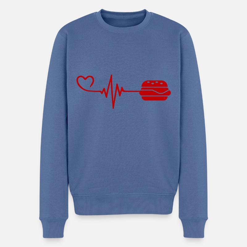 Burger Puls Herz Liebe - Männer Premium Bio Pullover - Taubenblau