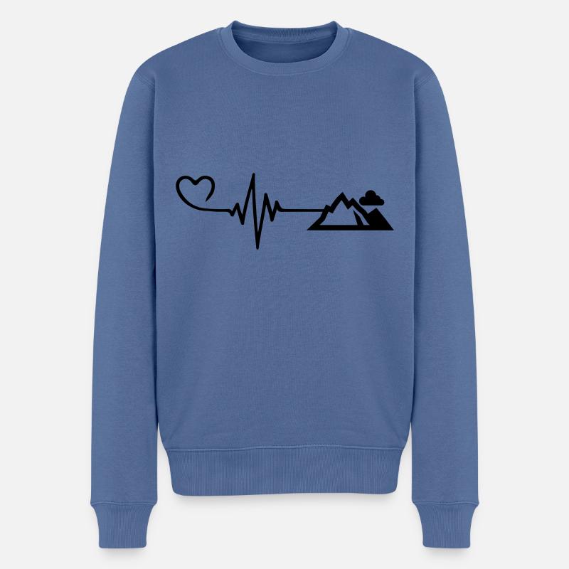 Berge Puls Herz - Männer Premium Bio Pullover - Taubenblau