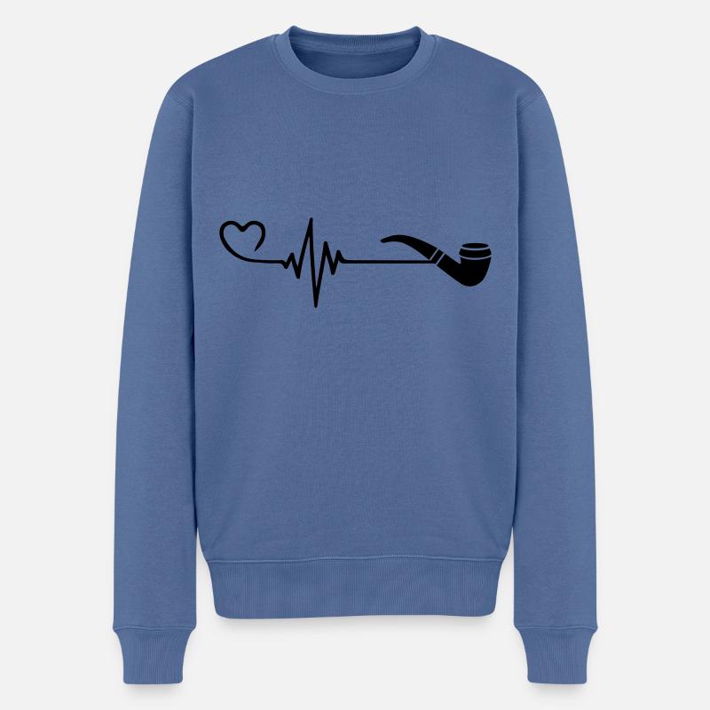 Pipe Pulse Heart Love - Pull Premium bio Homme - bleu pigeon