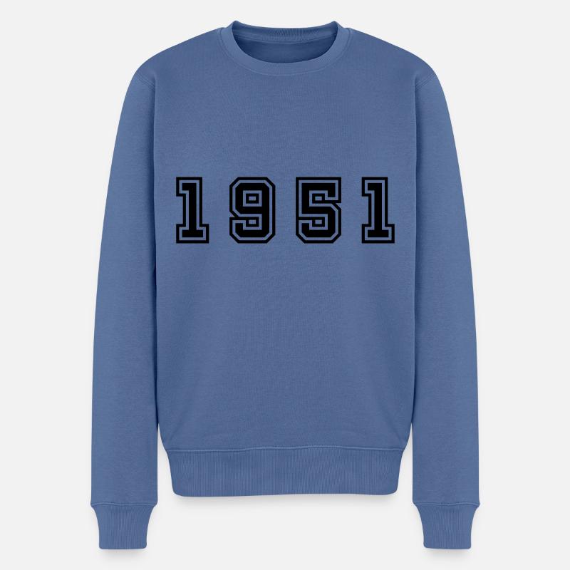 1951 Jahr Zahl - Männer Premium Bio Pullover - Taubenblau