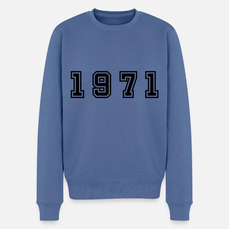 Numéro de l’année 1971 - Pull Premium bio Homme - bleu pigeon