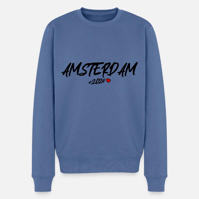 Amsterdam 2024 Herz - Männer Premium Bio Pullover - Taubenblau