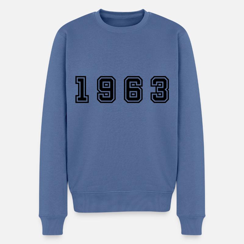 1963 numéro d'année - Pull Premium bio Homme - bleu pigeon