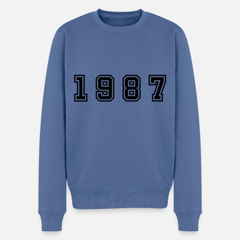 Numéro de l’année 1987 - Pull Premium bio Homme - bleu pigeon