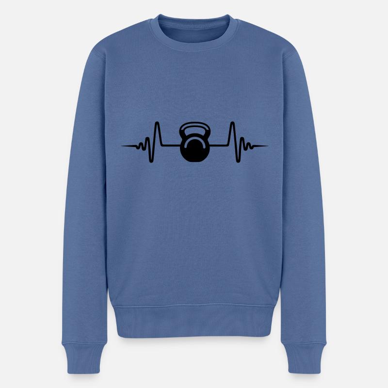 Impulsion de poids d’haltère - Pull Premium bio Homme - bleu pigeon