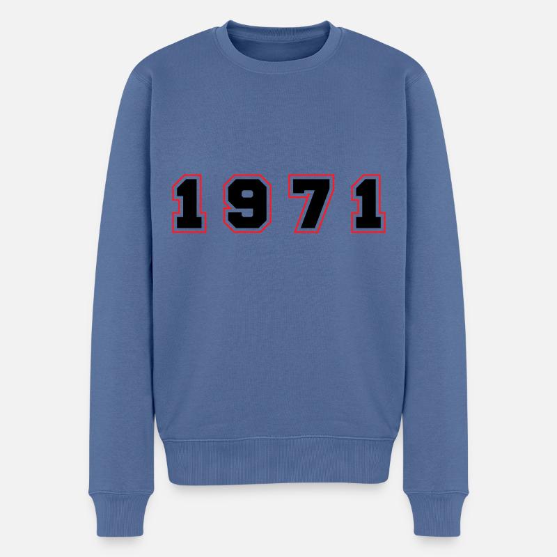 Numéro de l’année 1971 - Pull Premium bio Homme - bleu pigeon