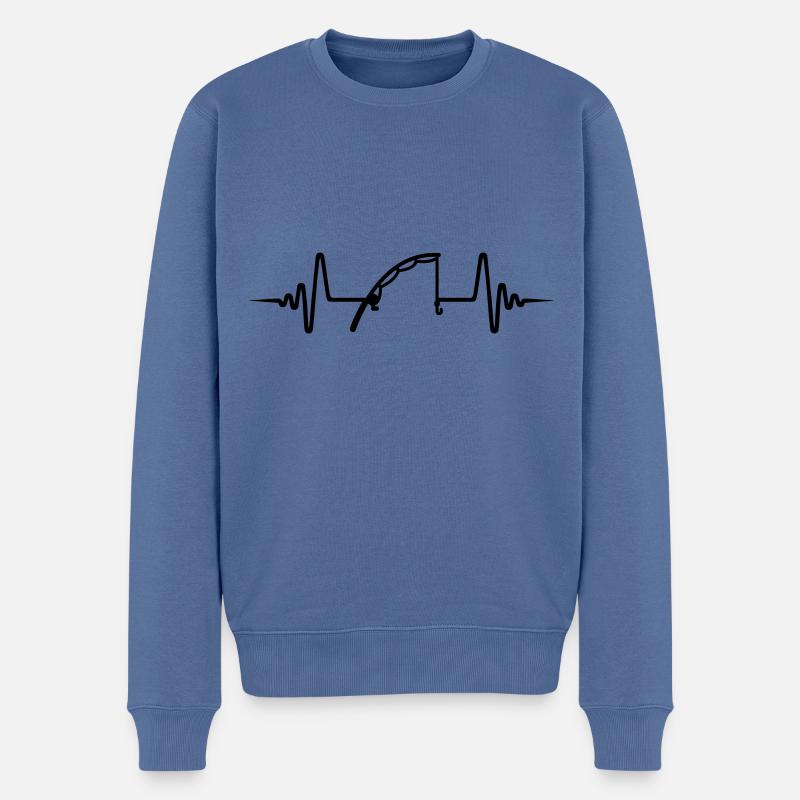 Canne à pêche pulse - Pull Premium bio Homme - bleu pigeon