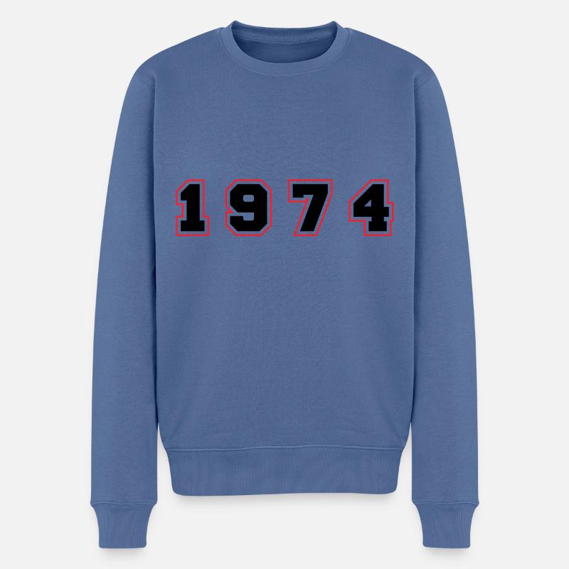 Numéro de l’année 1974 - Pull Premium bio Homme - bleu pigeon