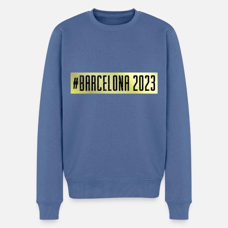 Barcelona 2023 - Männer Premium Bio Pullover - Taubenblau