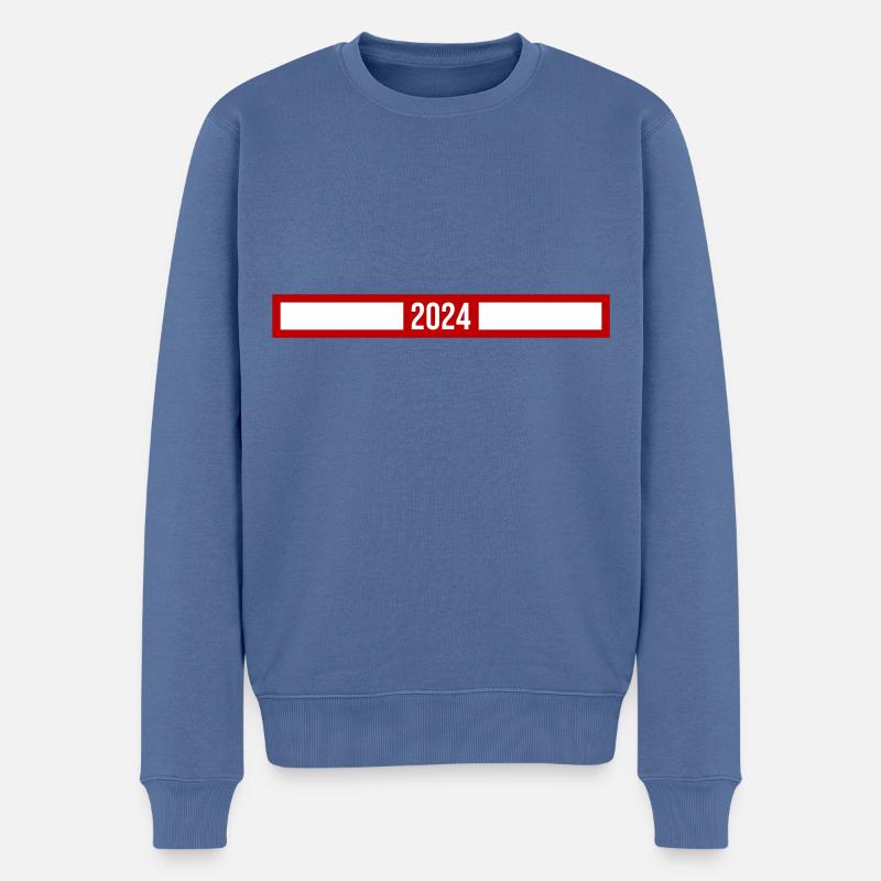2024 Jahr - Männer Premium Bio Pullover - Taubenblau