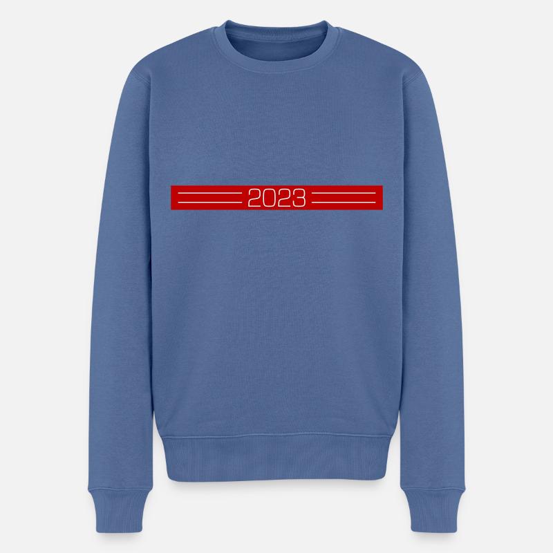 2023 Strich - Männer Premium Bio Pullover - Taubenblau