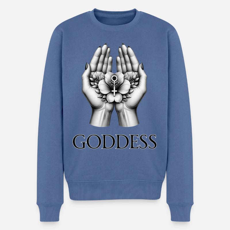 GODDESS (Untertitel) #012 - Männer Premium Bio Pullover - Taubenblau