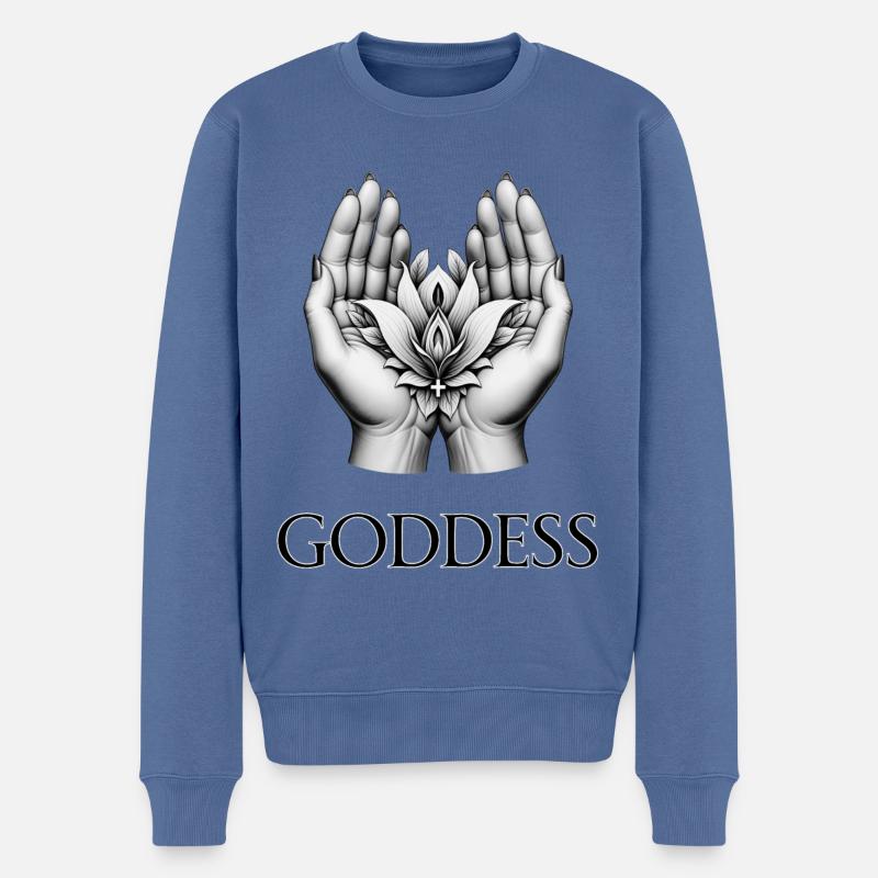 GÖTTIN (Untertitel) #021 - Männer Premium Bio Pullover - Taubenblau