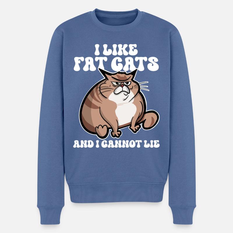 Fette Katze - Männer Premium Bio Pullover - Taubenblau