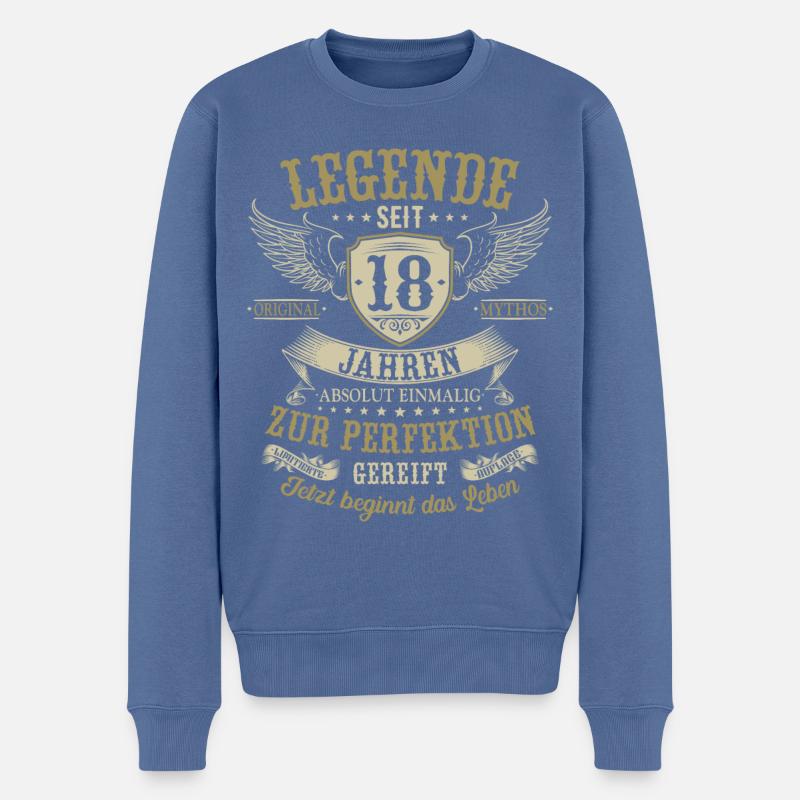 18 Geburtstag Legende Geburtstagsspruch 18 Jahre - Männer Premium Bio Pullover - Taubenblau