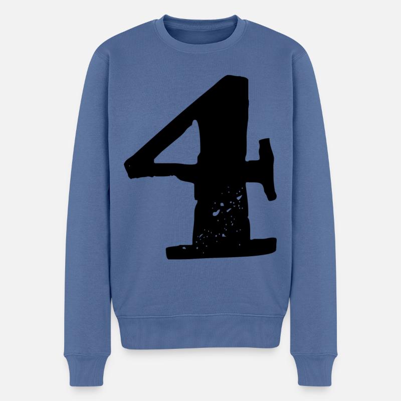 4 Zahl Trikot - Männer Premium Bio Pullover - Taubenblau