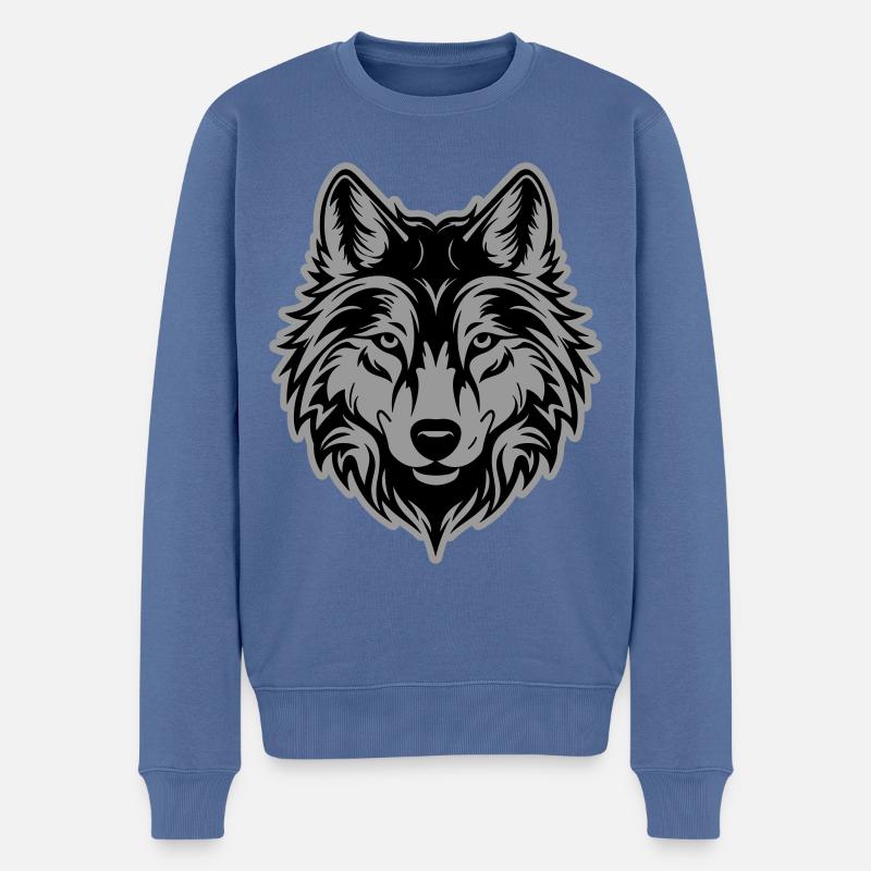 Silhouette de loup - Pull Premium bio Homme - bleu pigeon