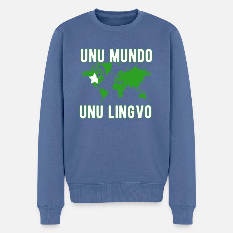 Esperanto Weltsprache - Männer Premium Bio Pullover - Taubenblau