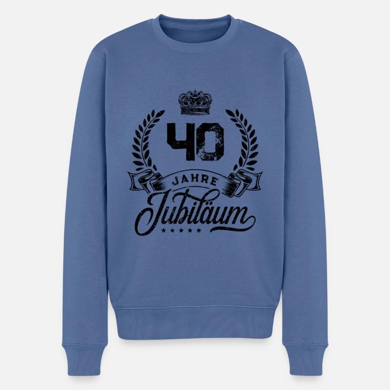 40 Zahl Kranz - Männer Premium Bio Pullover - Taubenblau