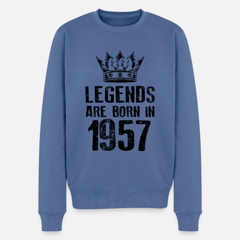 1957 legends born in - Pull Premium bio Homme - bleu pigeon