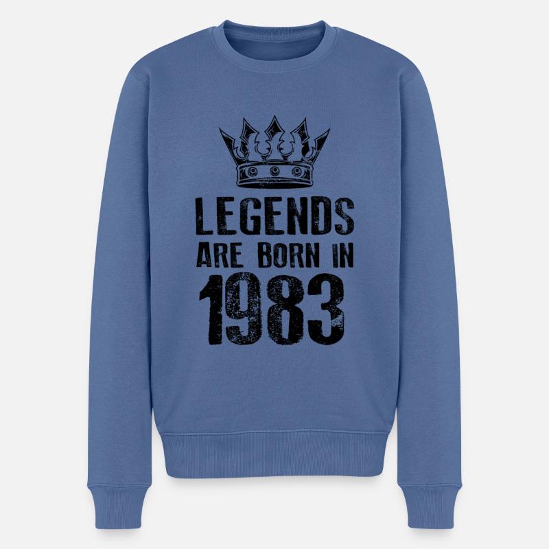 1983 legends born in - Männer Premium Bio Pullover - Taubenblau