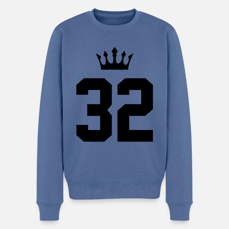 32 Zahl Krone - Männer Premium Bio Pullover - Taubenblau