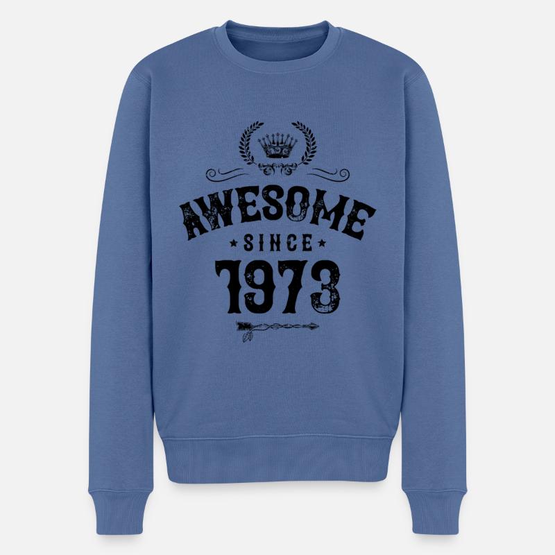 1973 awesome since - Männer Premium Bio Pullover - Taubenblau