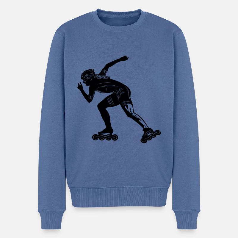 Inline Skates Silhoette - Männer Premium Bio Pullover - Taubenblau